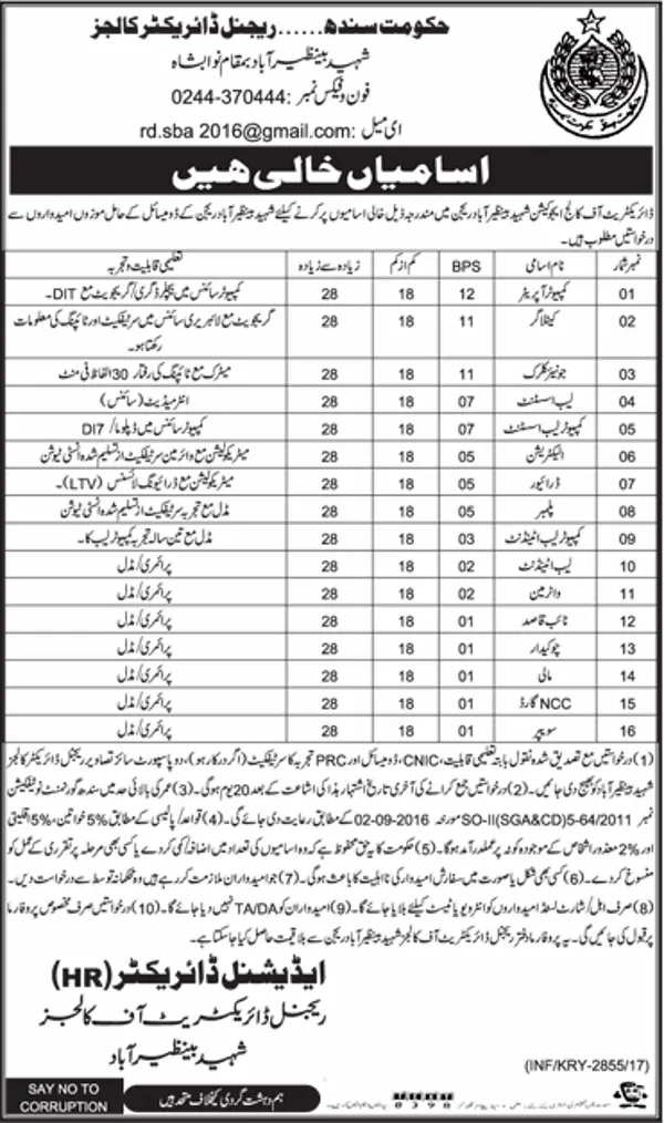 Jobs In Education Department Govt Of Sindh