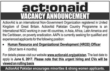 Pakistan New Jobs In Actionaid Pakistan
